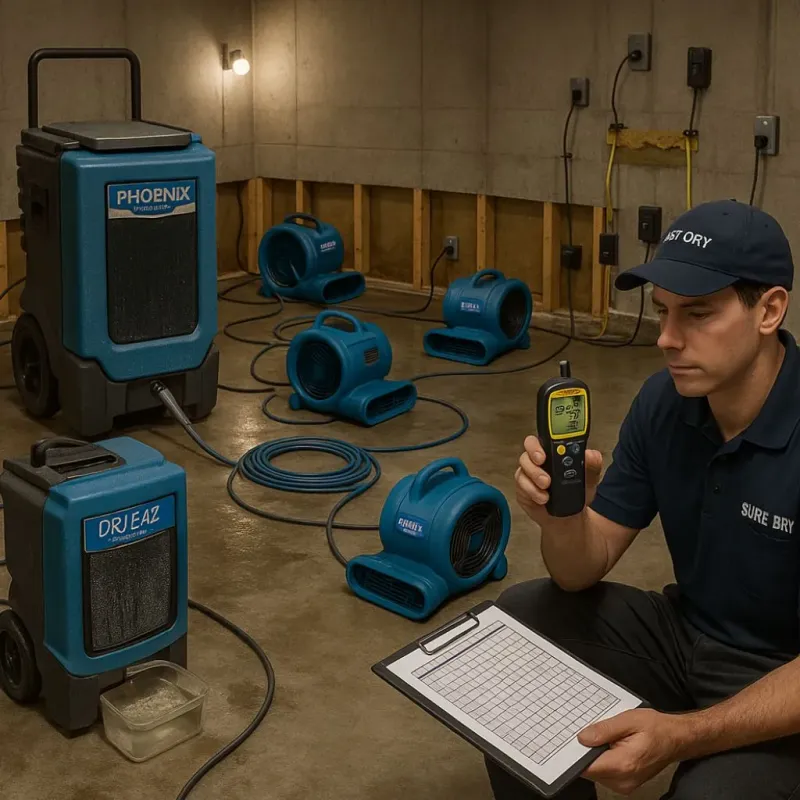 Structural Drying and Dehumidification process in Southbury, CT